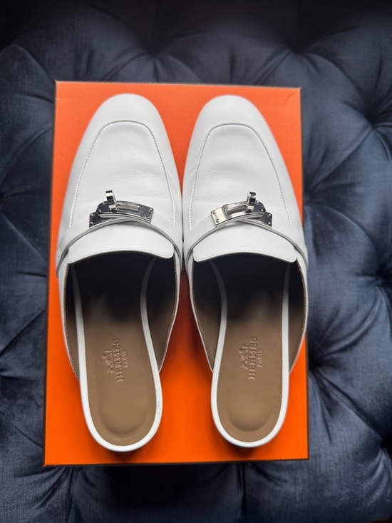 Hermes Shoes - Hermes Oz mule white